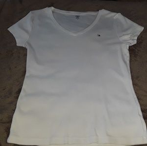 White Tommy hilfiger v-neck tee
